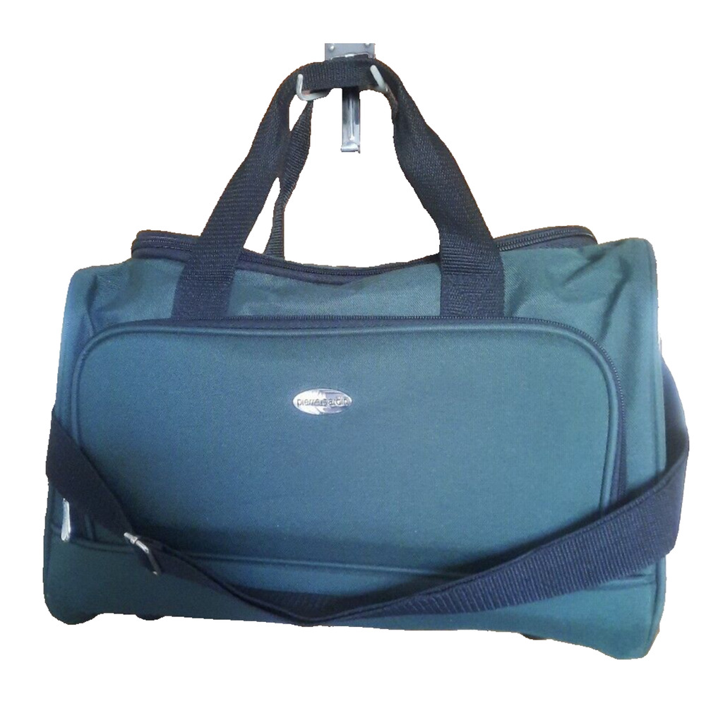 Pierre Cardin Green Canvas Carry-on Travel Bag Luggage w/ Shoulder Strap Handles